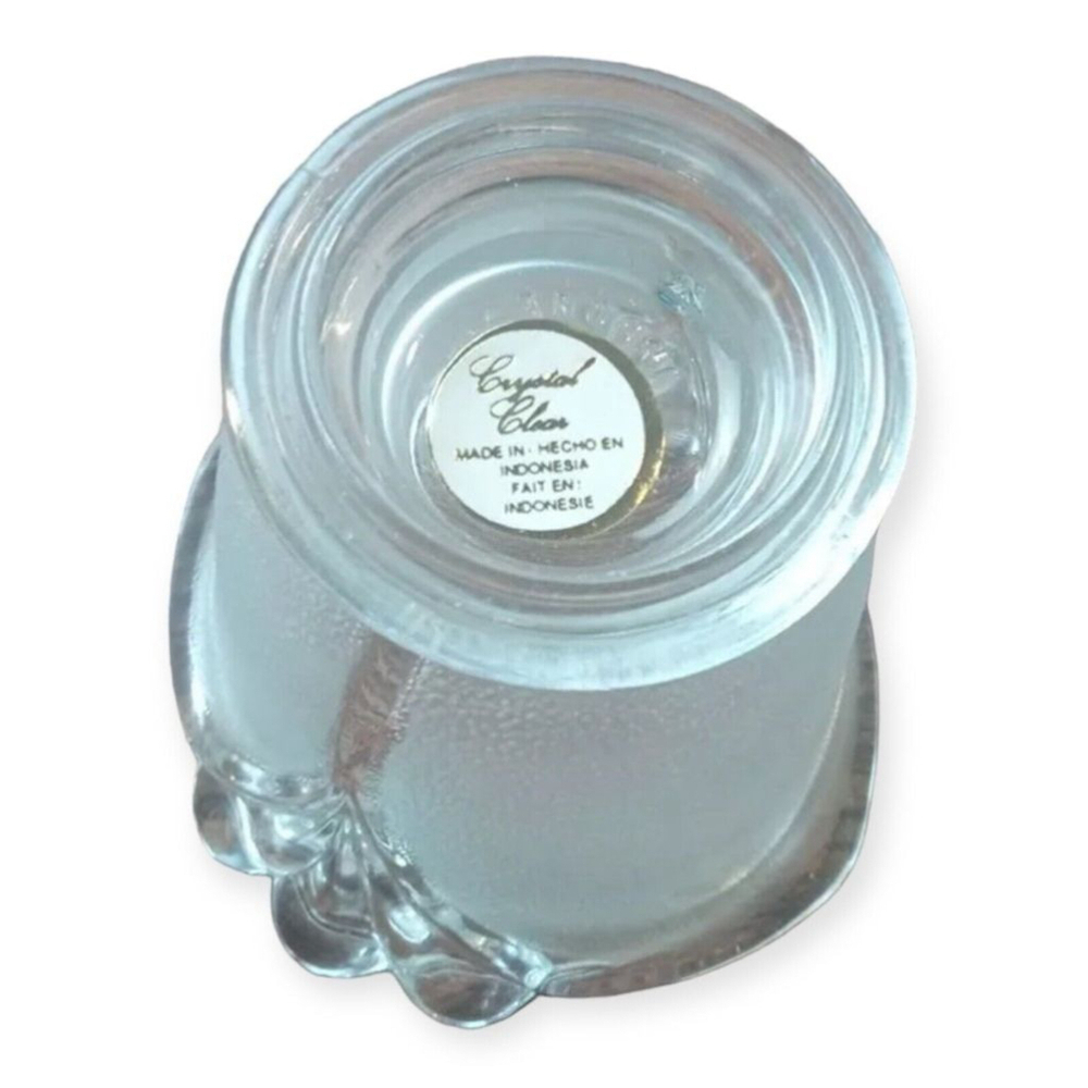 Indonesian Crystal Clear Frosted Tulip Fan Design Votive Candle Holder Vintage - Picture 9 of 13